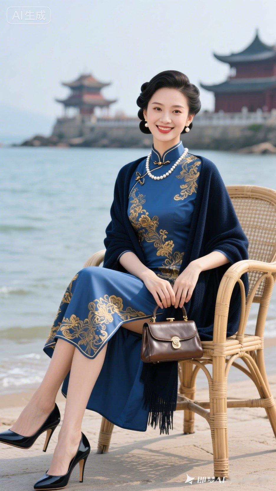 优雅蓝裙，古风韵味，海滨度假，尽显东方之美！