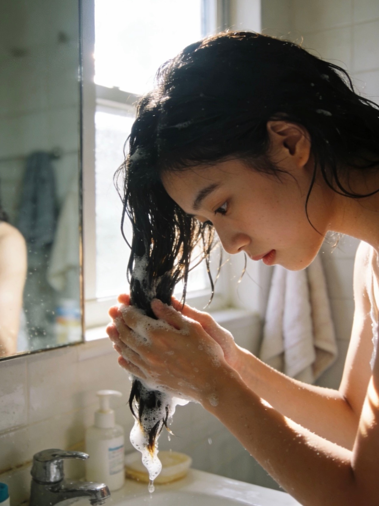 你早上洗头发吗，我今天早上洗头发，公司办公室又开空调，现在有点头晕 