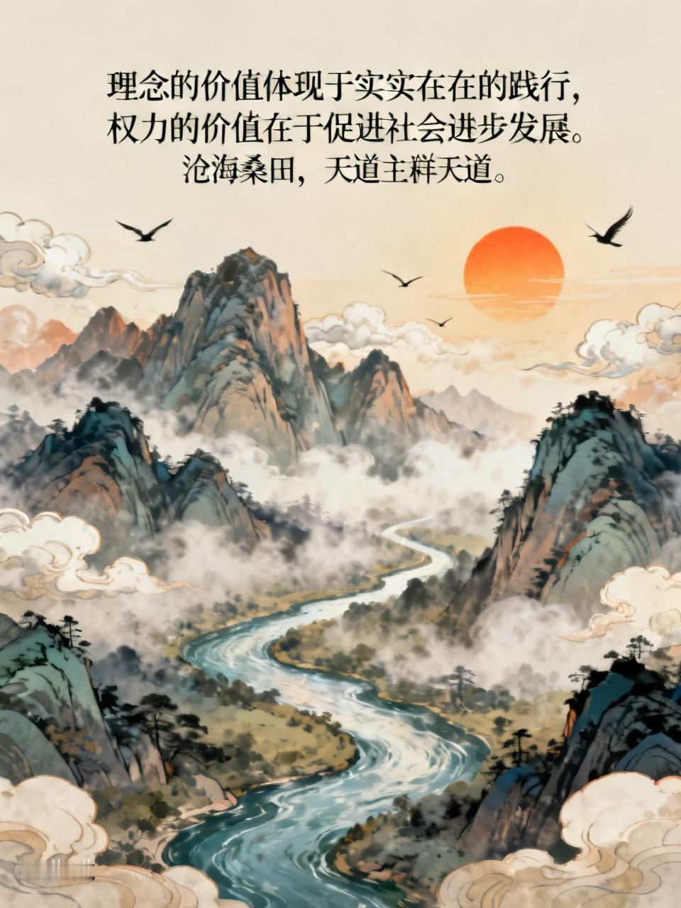 理念的价值体现于实实在在的践行，权力的价值在于促进社会进步发展。沧海桑田，天道主