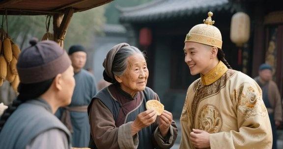 乾隆微服逛粮市，见恶吏暴打老农，摔扇怒喝：你可知我是谁？ 
 
乾隆帝换下龙袍，