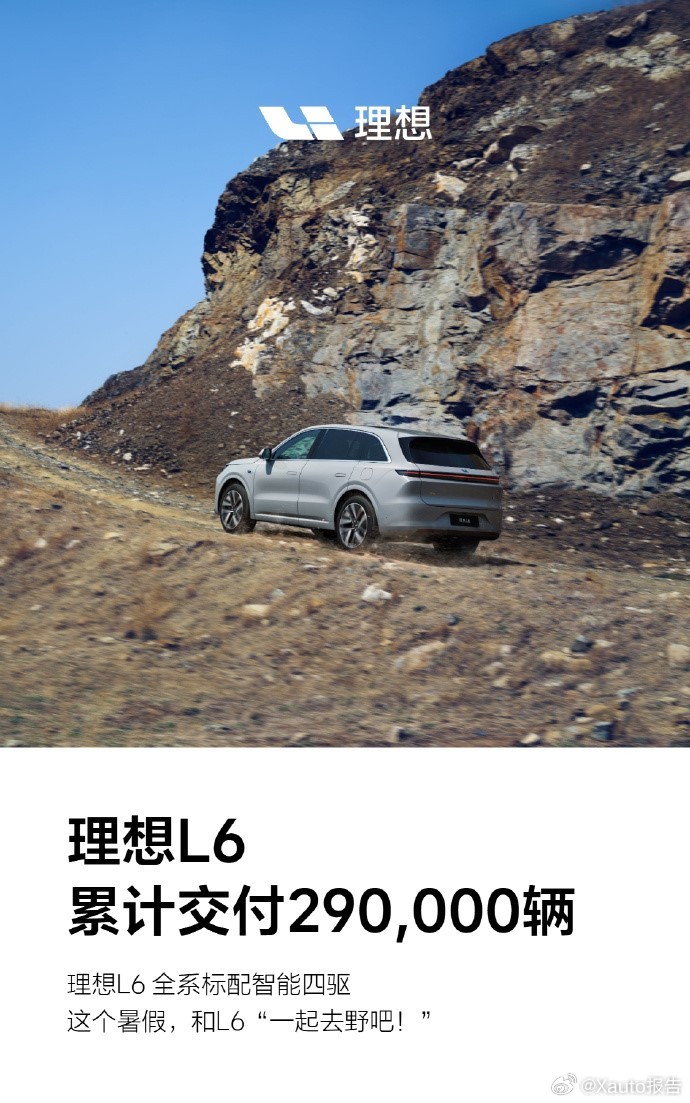 理想L6累计交付已突破29万辆7月5日，理想汽车发布，理想L6累计交付已突破29