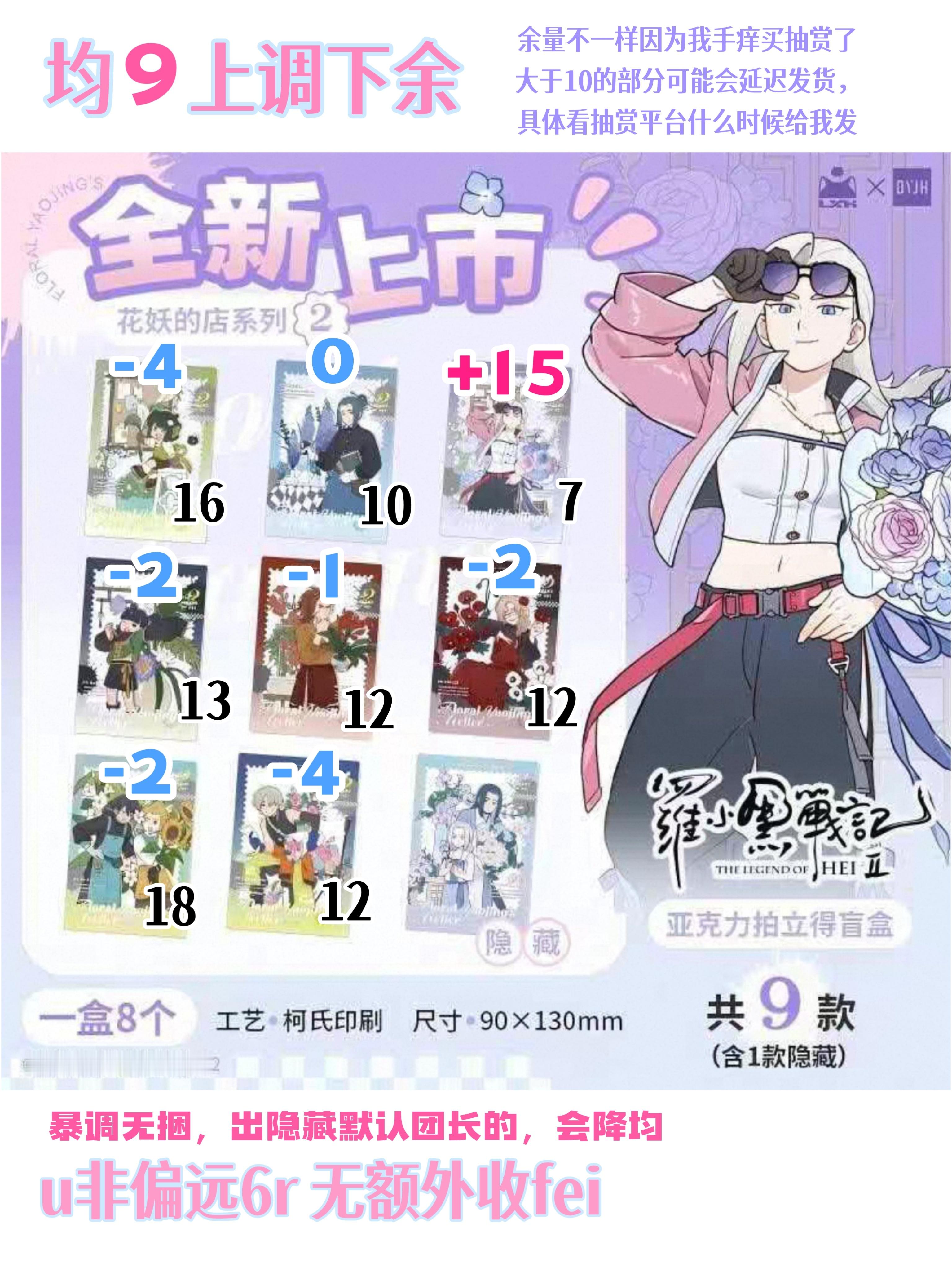 推推花妖拼团，余量如图，非偏远u6无打包费余量我可以包尾，但群友说还想加开鹿野的