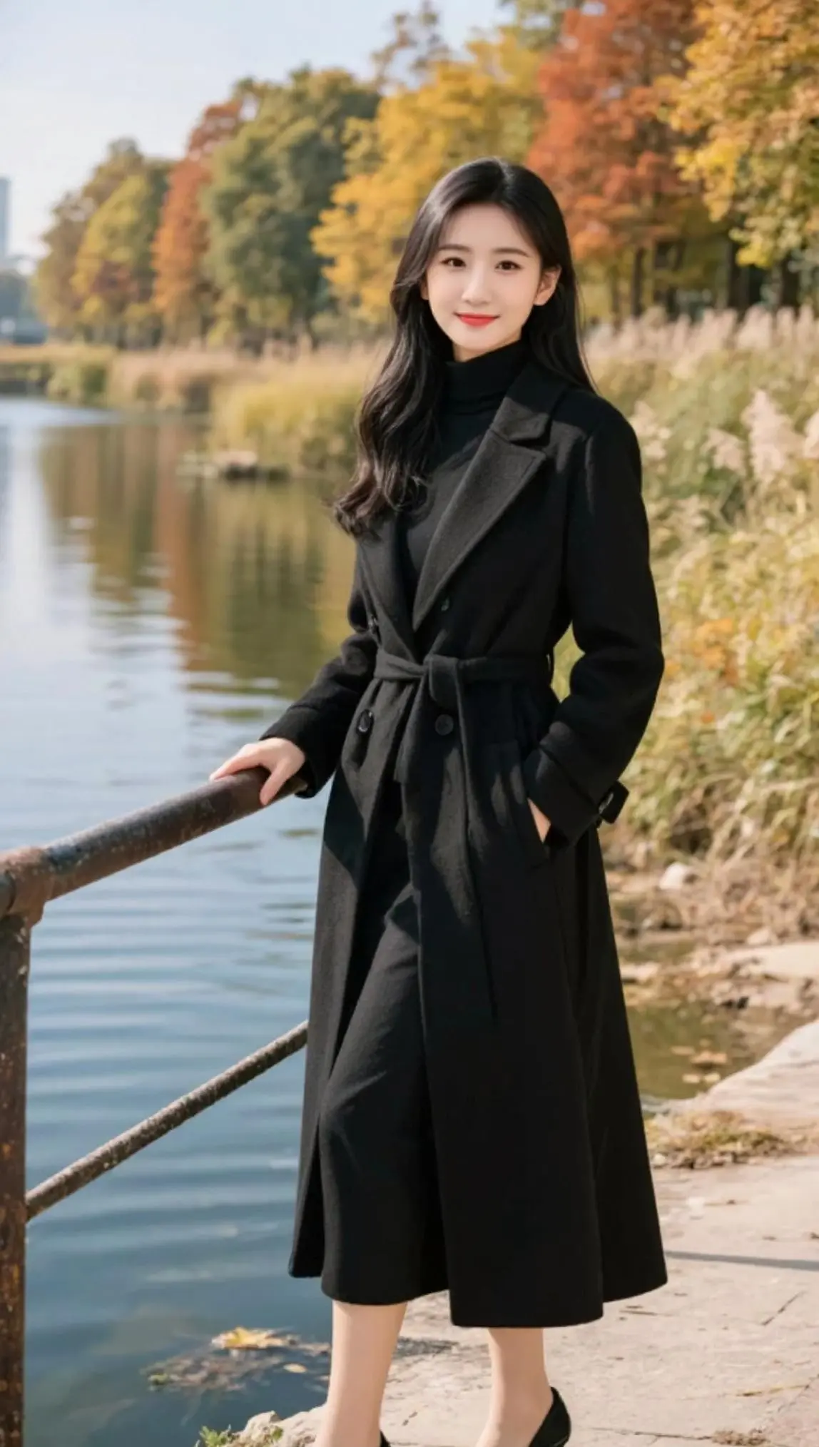 AI秋日湖畔照 ai创作