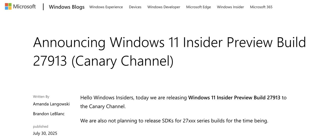 微软 Canary 版更新越来越“水”？

微软近日面向 Canary 通道发布