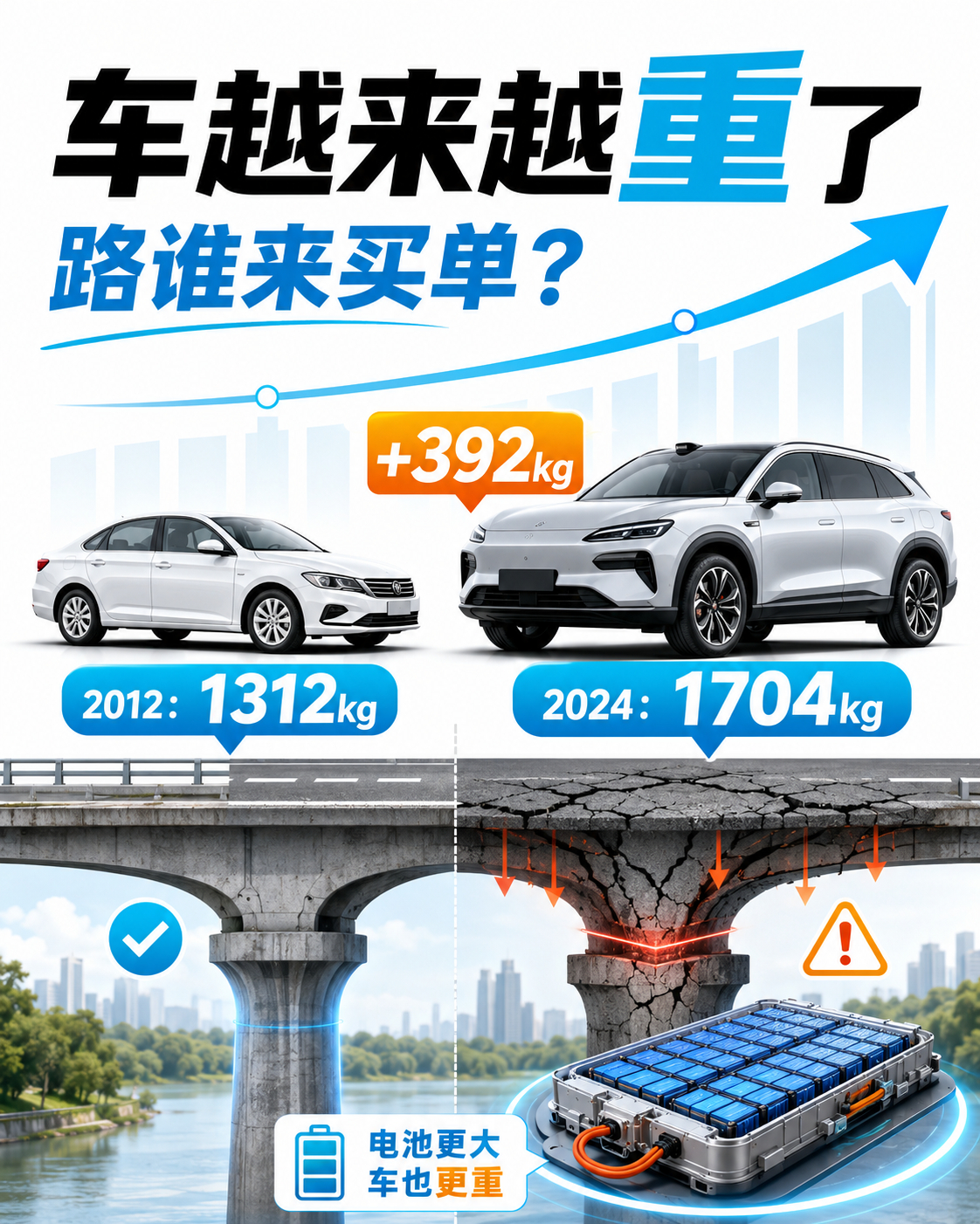 📮昨天看到一组数据挺触动的。2024年中国乘用车新车平均整备质量1704公斤，