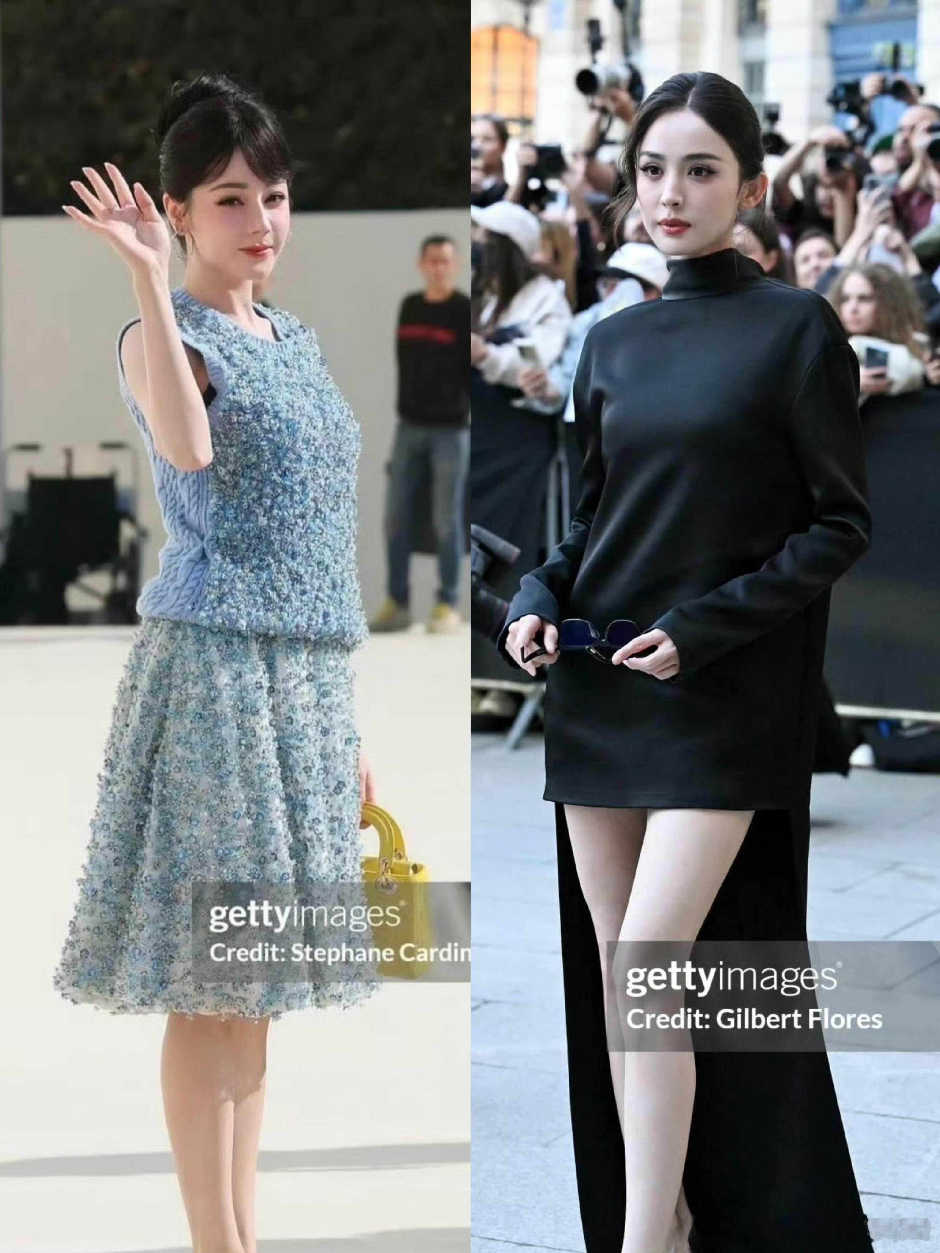 左边已经是美女 娜扎美成神仙了有生之年能看到大美女同框吗？太养眼了吧[好爱哦] 