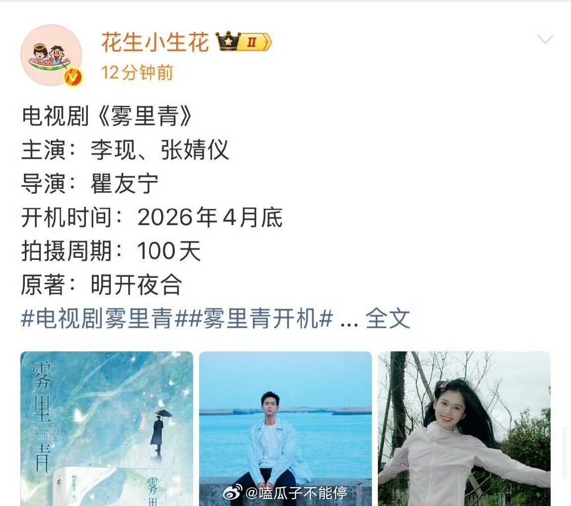 李现、张婧仪《雾里青》四月底开机！ 