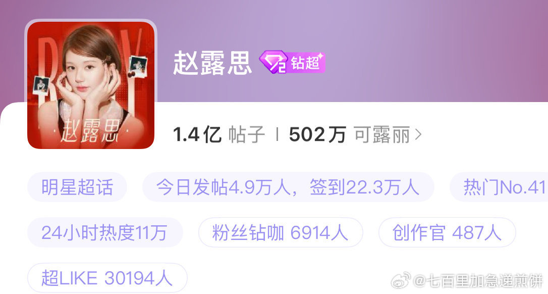赵露思超like破3w，95花首位 ​​​