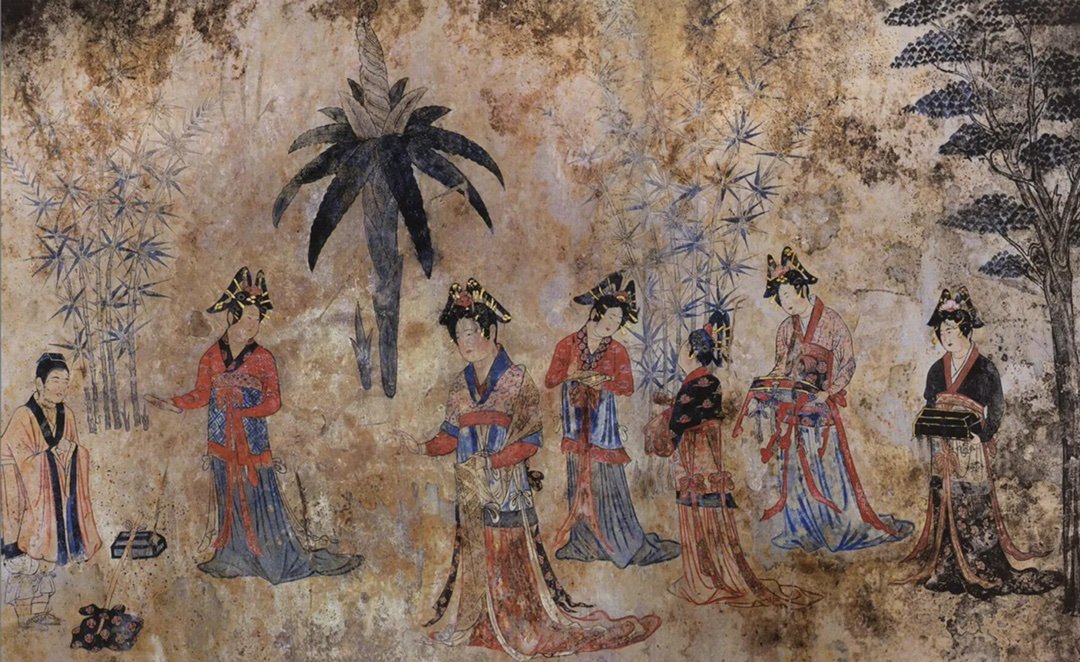 辽代《寄锦图》 | 赤峰市阿鲁科尔沁旗宝山村辽墓壁画源于唐代大画家周昉的粉本。绘