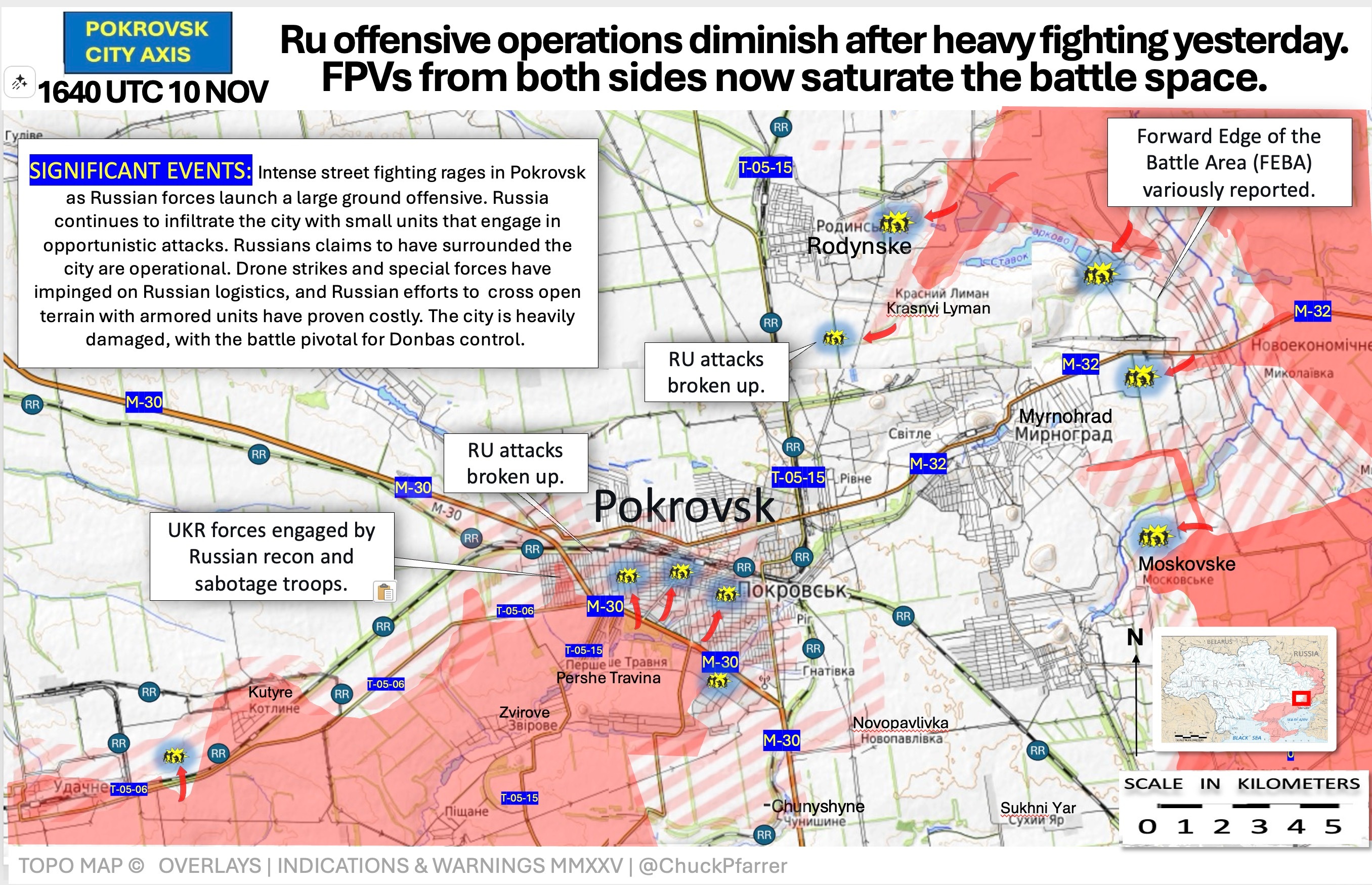 乌媒：波克罗夫斯克暂停键——昨日激战过后，俄军进攻行动在本报告期内有所减弱。俄军