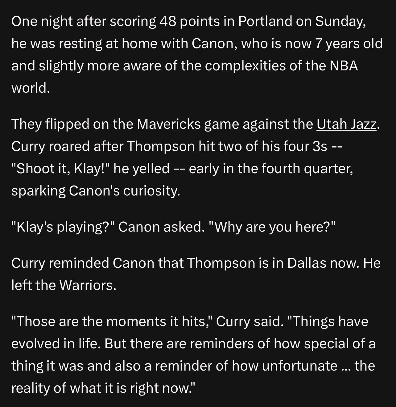 Klay’s playing, why are you here?当斯蒂芬·库里