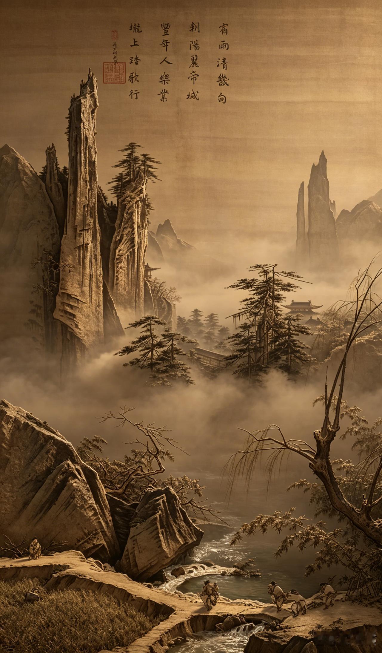 宋代马远的这幅《踏歌图》，画了四个老头，在丰收后，一起喝了几杯，结果喝大了，个个