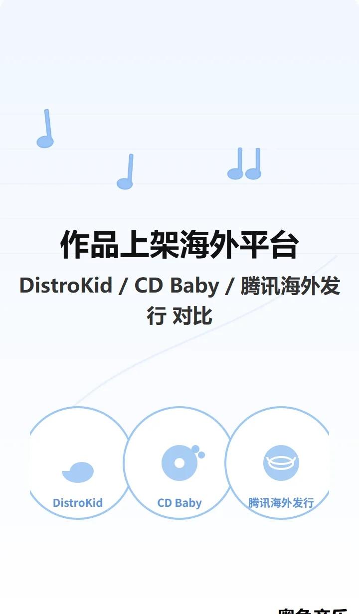 作品上架海外平台，DistroKid、CD Baby、腾讯海外发行对比音乐发行