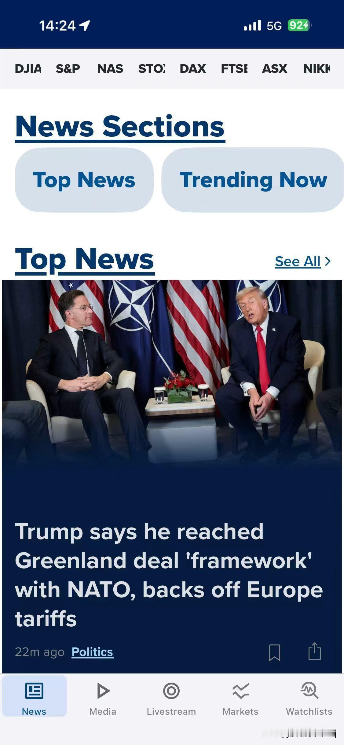 1月21日，特朗普icon说和北约icon达成了关于格陵兰岛icon的未来协议框