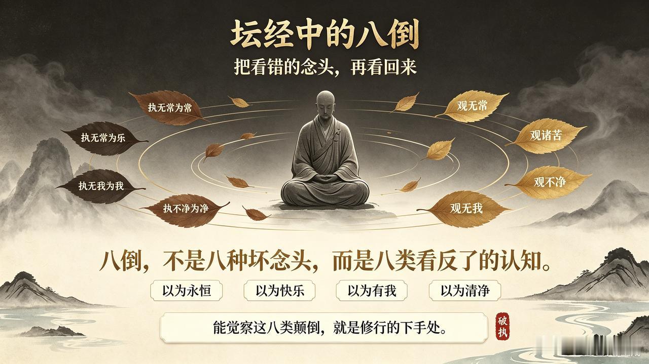 “八倒”指什么？

宗宝本《坛经》“顿惭品”中，慧能对志彻说：“凡夫外道执于邪常