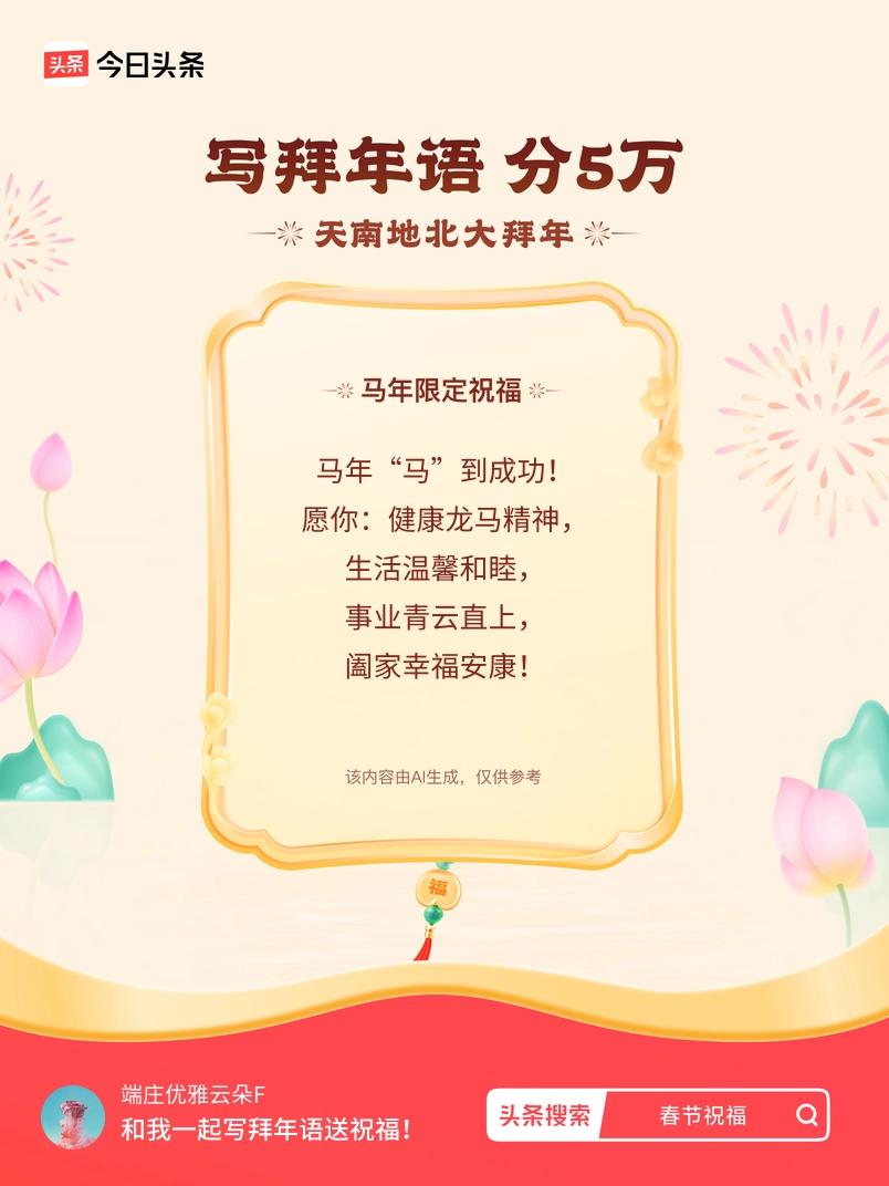 写拜年语送祝福新春拜年送祝福！我的祝福是：“马年“马”到成功！愿你：健康龙马精神