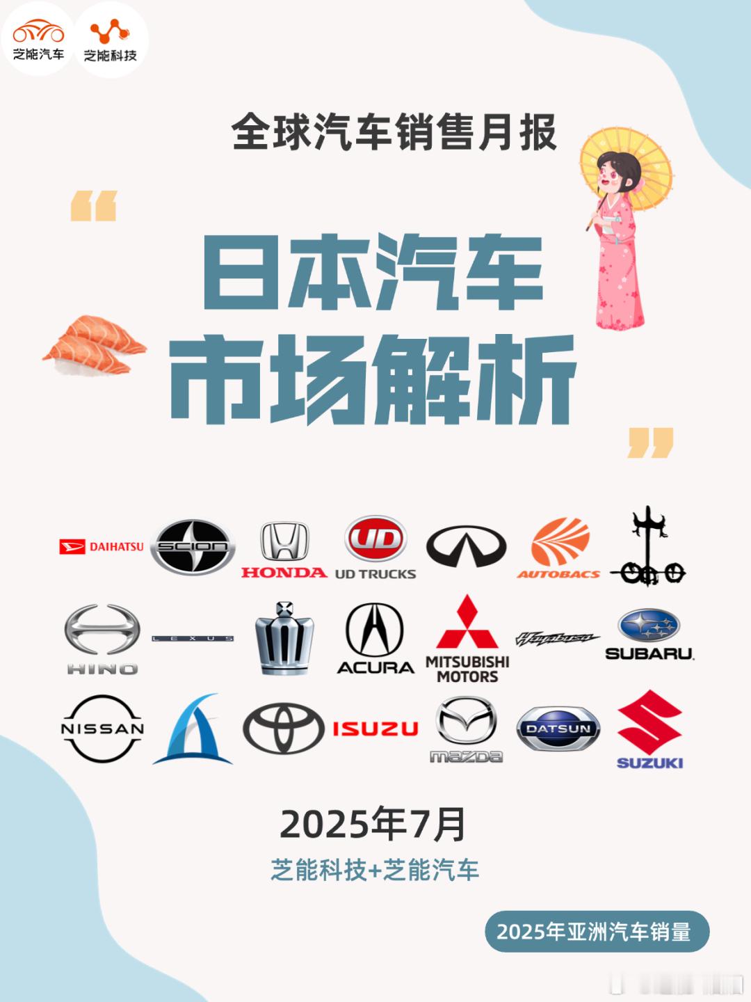 2025 年 7 月，日本新车市场结束上半年连涨，因去年高基数和需求边际放缓，销