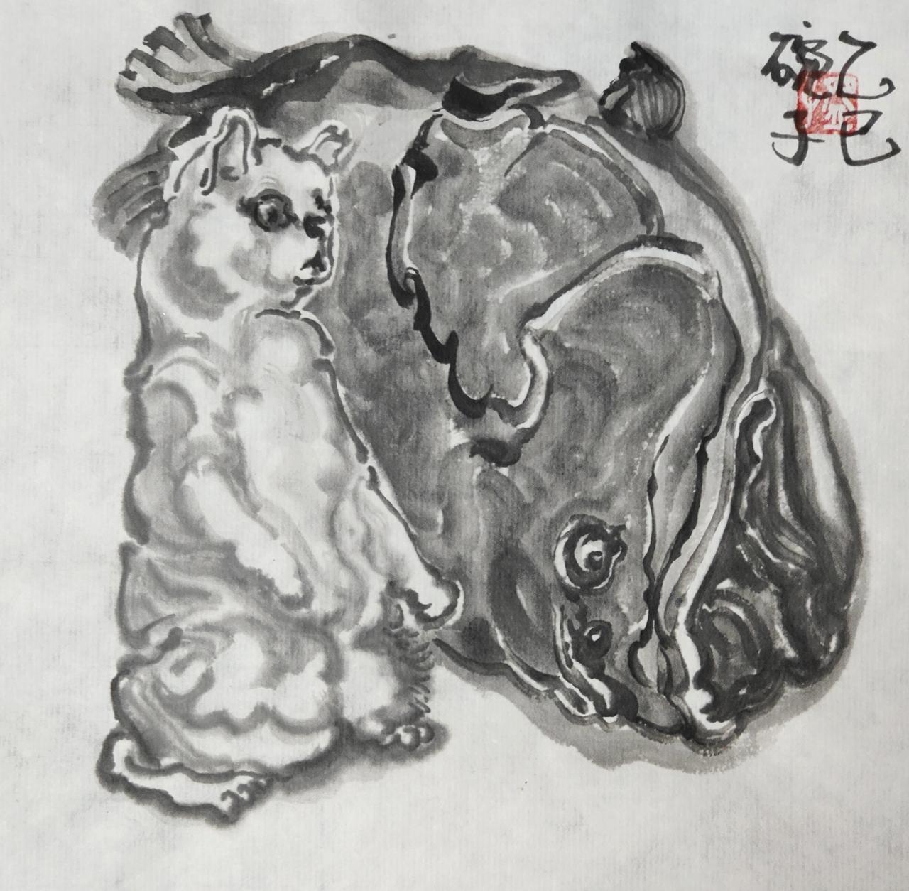 碗子的纸片水墨