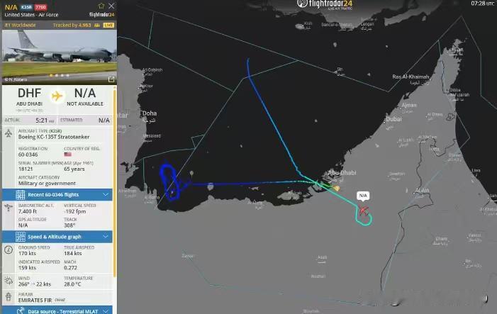 当地时间7月21日上午，美国空军一架KC-135T加油机（尾号60-0346）出