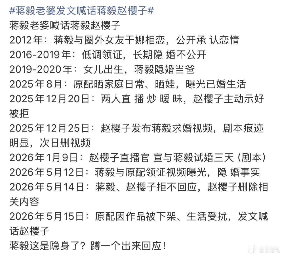 赵樱子蒋毅时间线 蒋毅赵樱子时间线 赵樱子蒋毅时间线，如何呢曝蒋毅离婚