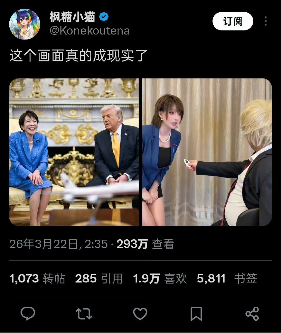 高市早苗与特朗普牵手同行