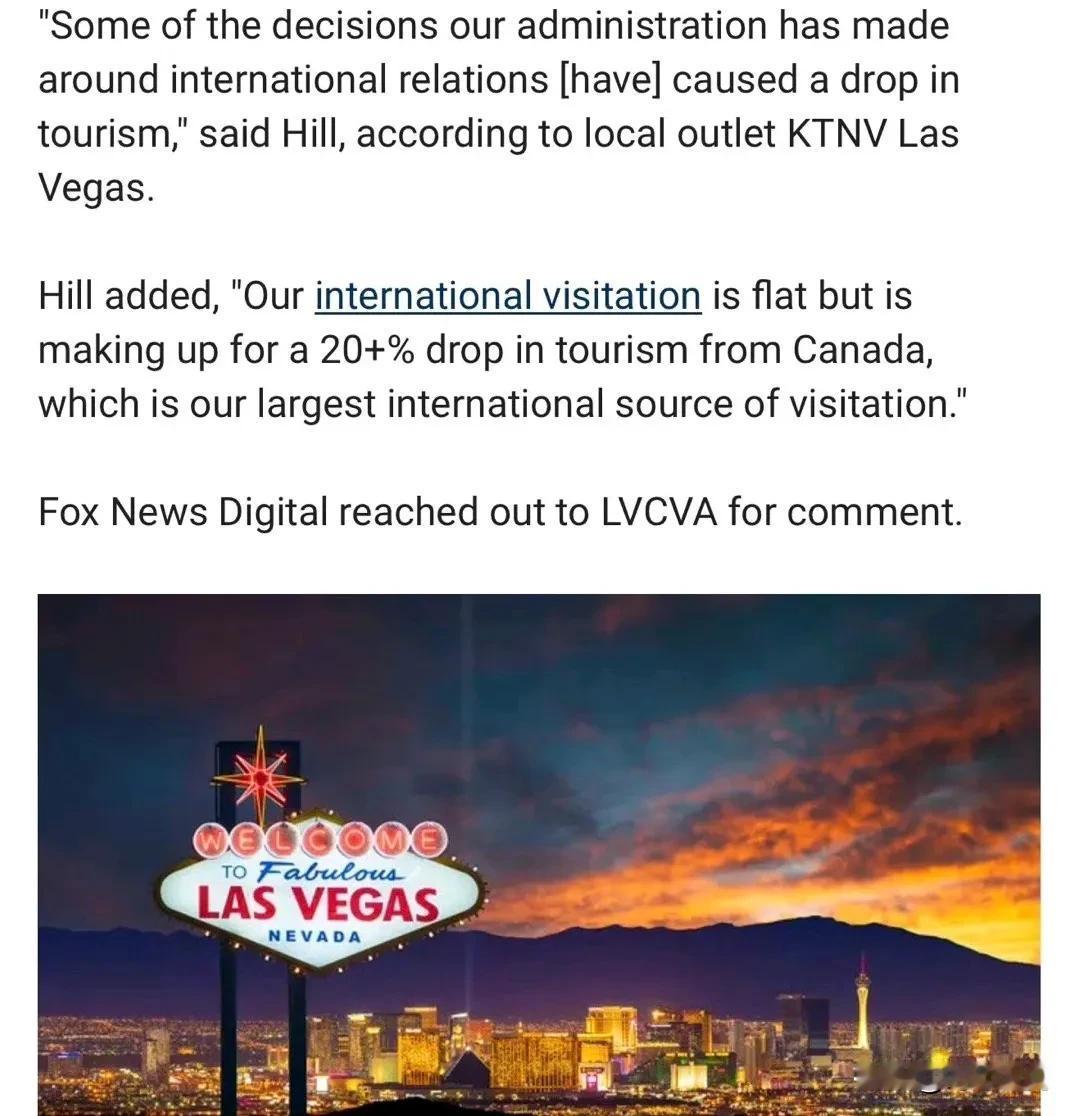 拉斯维加斯旅游协会：打贸易战对国际关系有影响，外国游客减少，尤其加拿大人，比往年