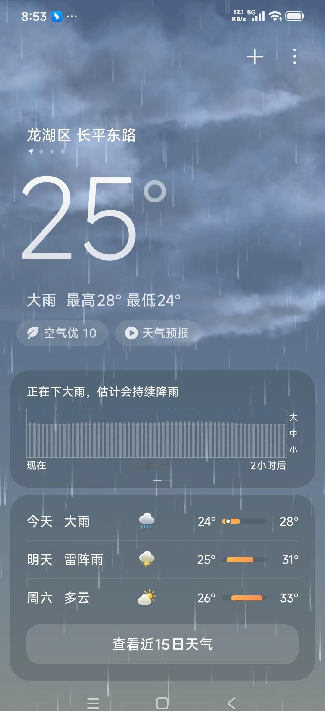 又又又下雨了。苍天啊！下雨，又下雨，黄警、橙警、甚至红警！连续地下雨，下大雨→_