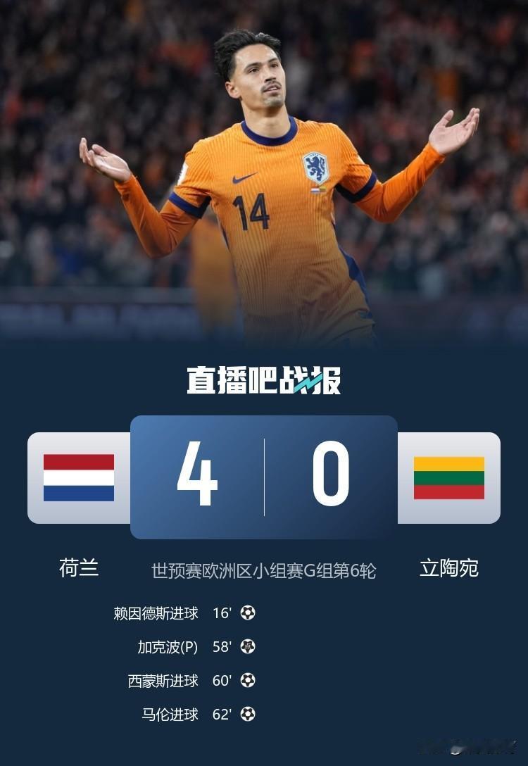今天凌晨，欧洲杯预选赛第一阶段第十轮继续进行，主场作战的橙衣军团荷兰队气势如虹，