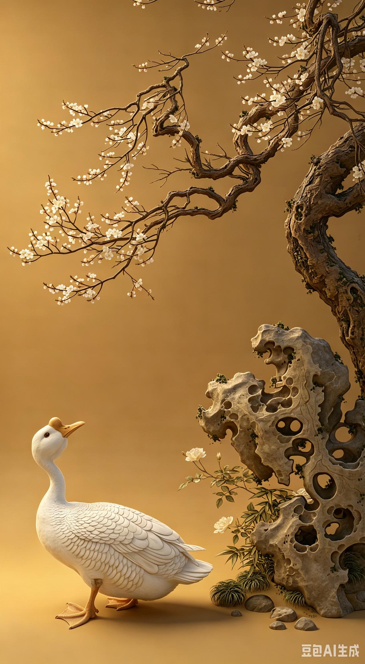 明 吕纪《狮头鹅图》