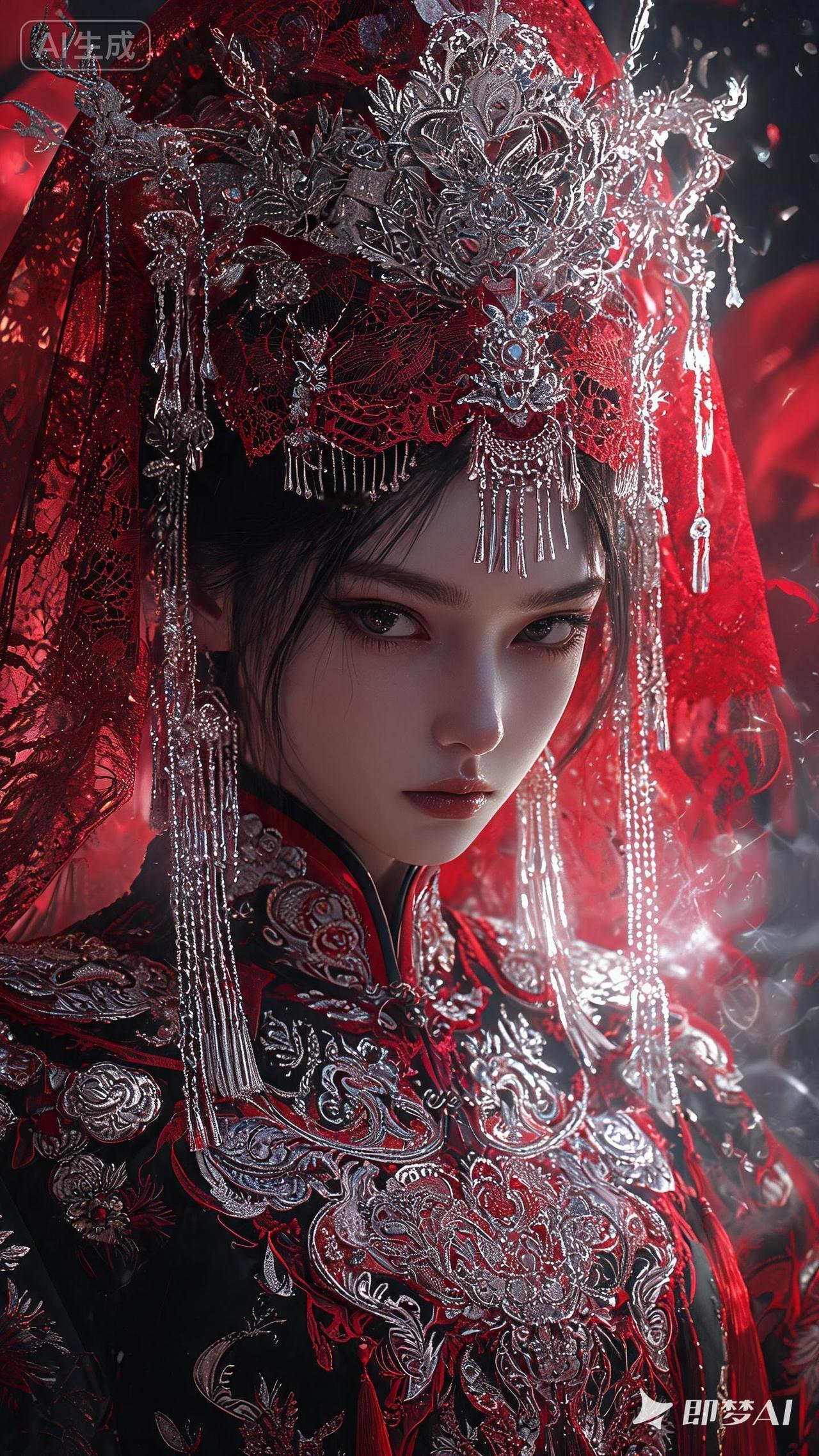 梦幻古风新娘，红衣华服，精致妆容，惊艳全场！