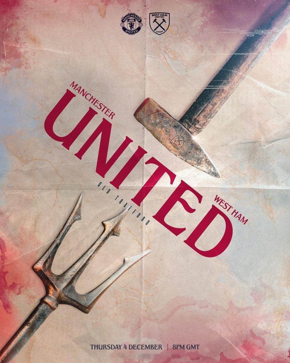 对了 今晚有曼联比赛这是西汉姆的比赛海报