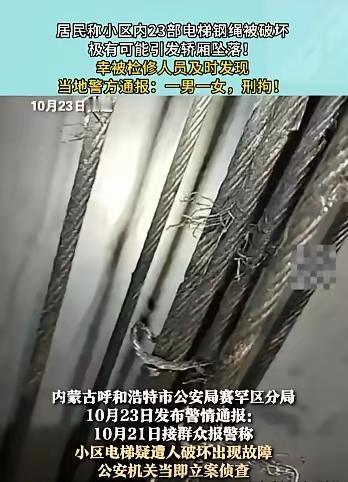“简直坏到骨子里！”内蒙古呼和浩特，居民乘电梯时听见轿厢“咯吱咯吱”异响，赶快下