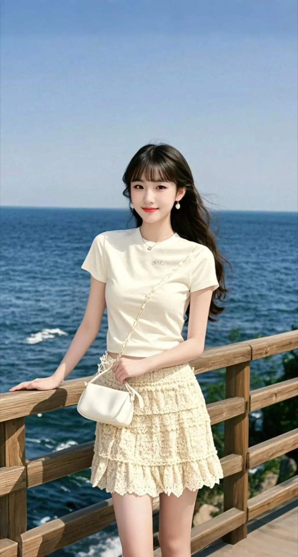 AI扩图 AI海畔佳人