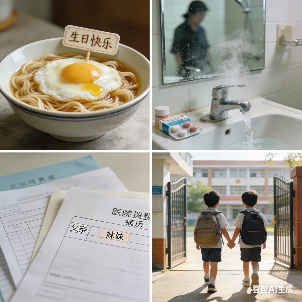 今天过生日，给自己煮了珠江面，搭配荷包蛋。
感冒了，决定在家洗澡。
晚上和妹妹，