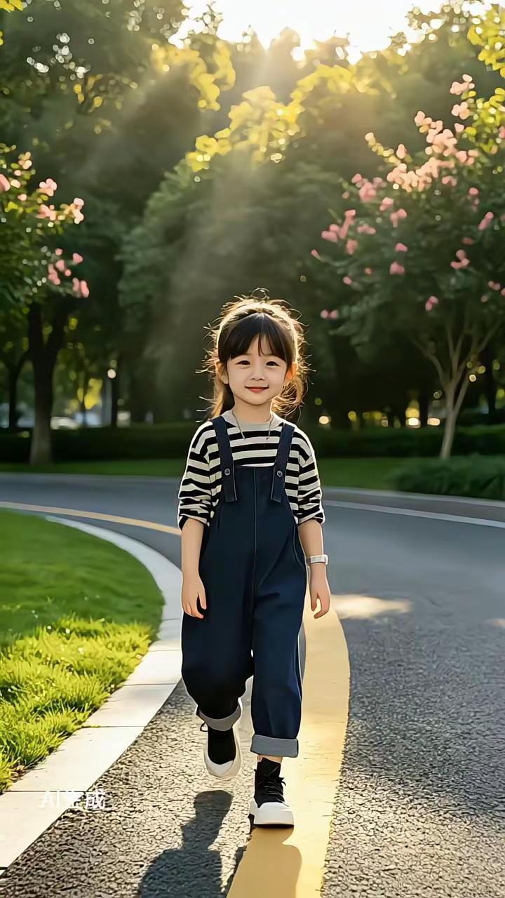 经典条纹打底+藏青阔腿背带裤，元气松弛感直接拉满🥰版型宽松舒服不束缚，跑跑跳跳