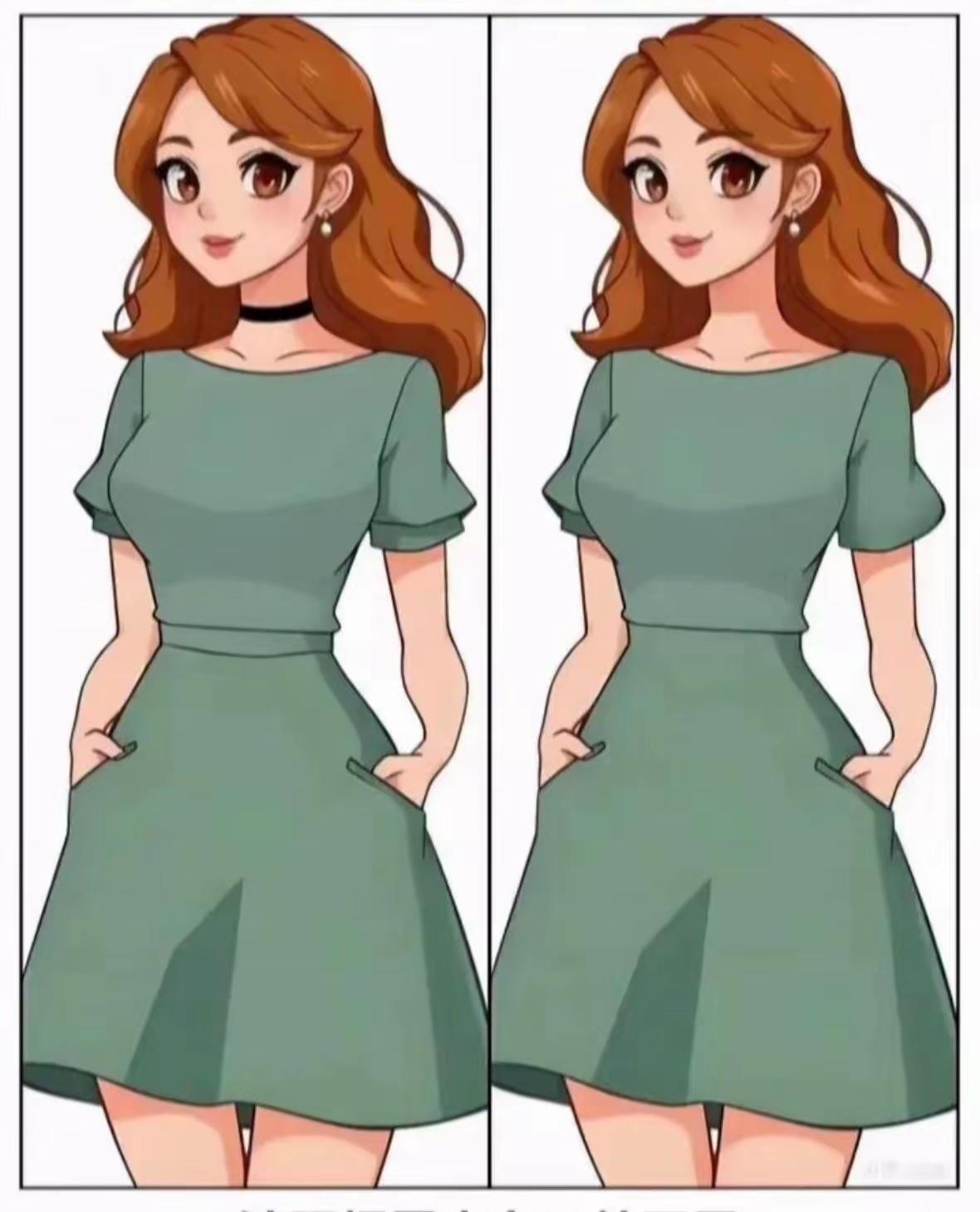 史上最难的找不同图片登场啦！

两个小美女双手插兜，尽显潇洒大方之态。可谁能想到