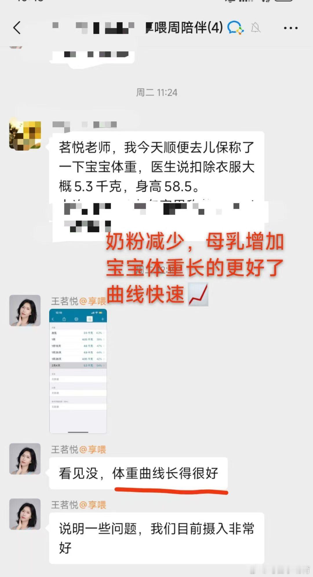 奶粉量从加300多到只需要110ml体重曲线从42%增长到54%宝宝出生体重低，