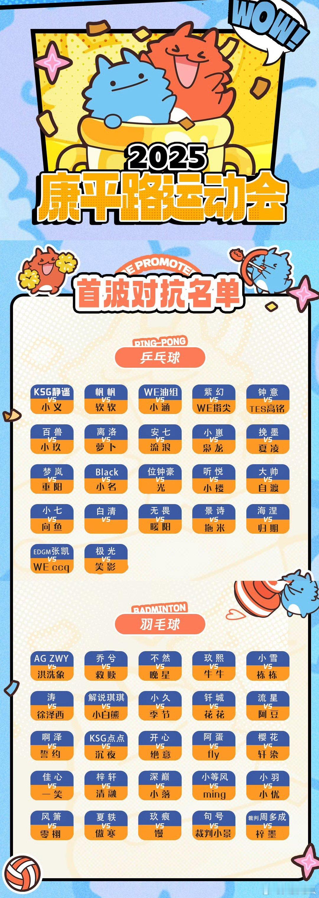 瓜友翻译了一下明天运动会的名单 ​​​