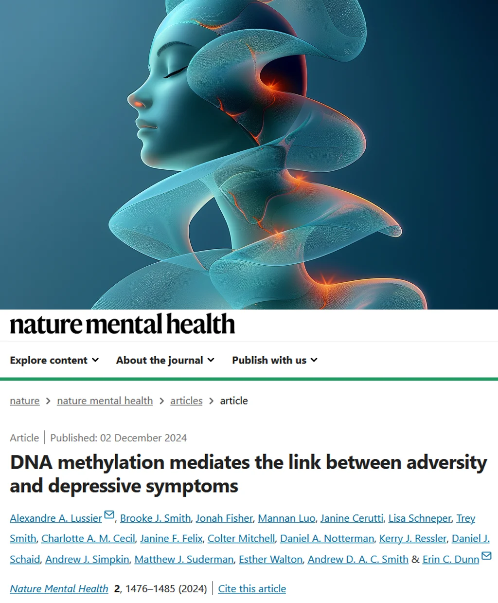 Nature子刊重磅-童年不幸记忆竟刻进基因里