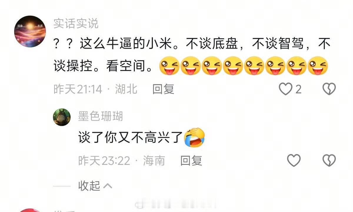 差点被黑子笑死小米谈操控 谈底盘的时候讲空间小米玩空间的时候 又在讲操控说实话 
