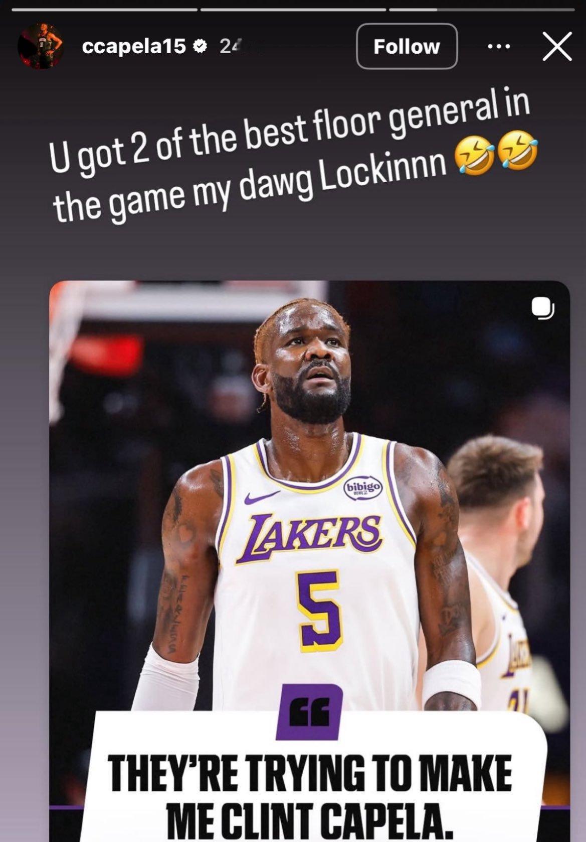 卡佩拉回应艾顿：“兄弟，你队里有联盟里最好的两个控卫，专心打好你的球吧。”