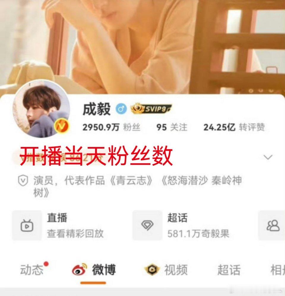 忘记了，当初赴山海开播前，我截图的主演粉丝量，目前剧播完，主演成毅涨粉6w+，娜