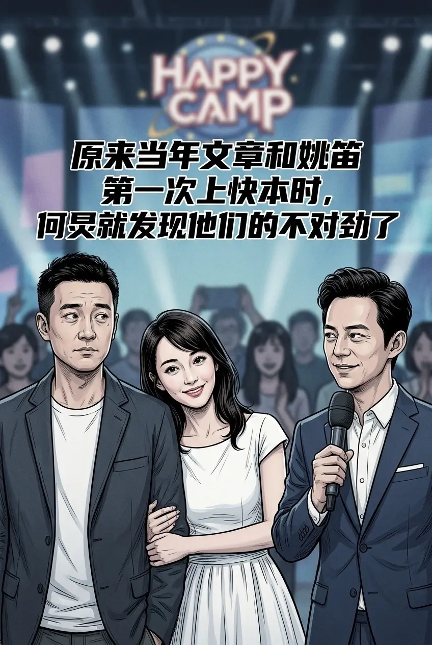 原来当年文章和姚笛第一次上快本时，何炅就。发现他们的不对劲了
