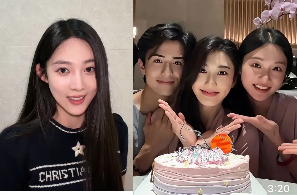 沙玥儿和咪的素颜照对比这张照片是合成照片，沙玥儿图像是由沙玥儿自媒体视频截屏，咪