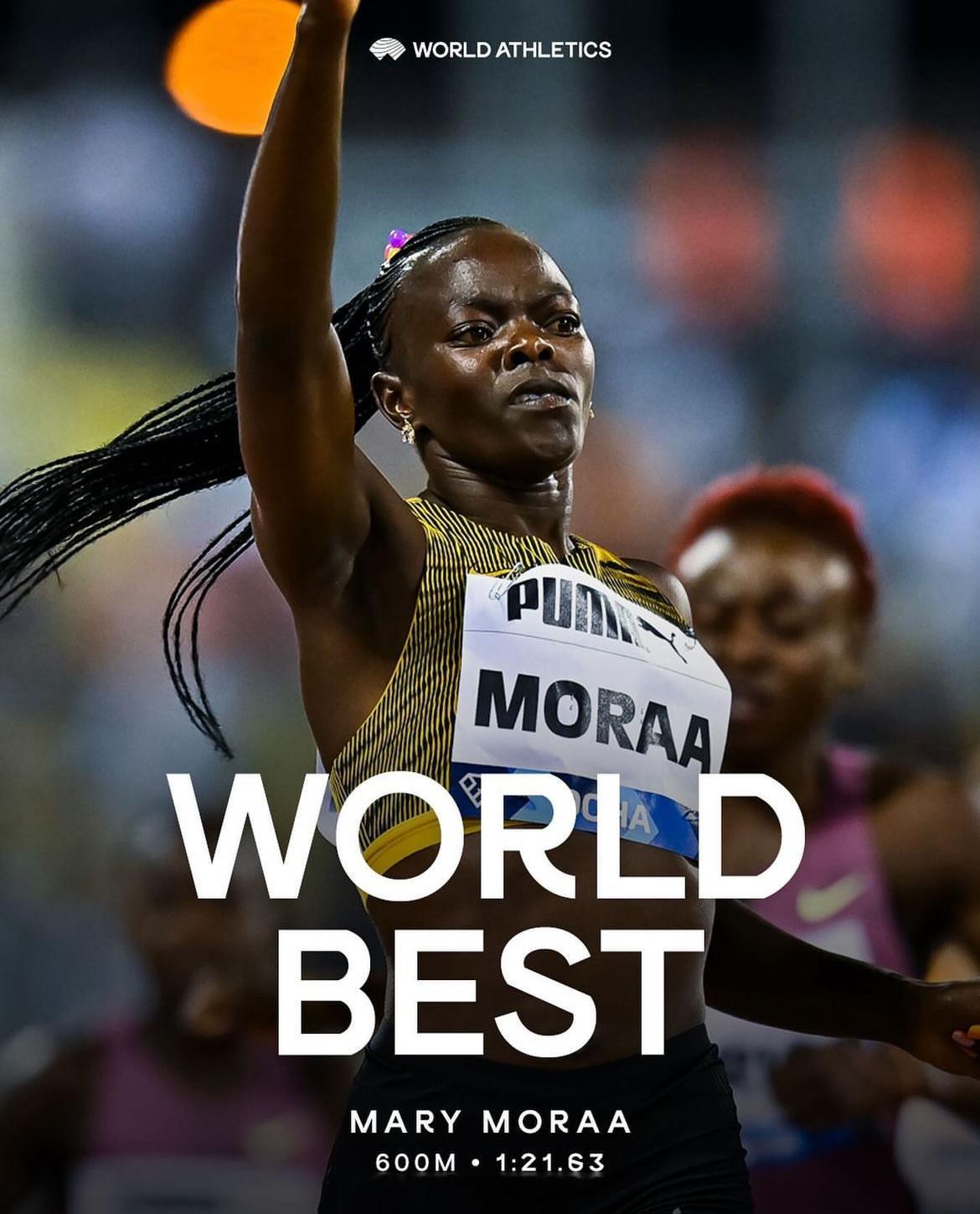 🇰🇪莫拉在柏林跑了一个600米，1:21.63创造了世界最好成绩。#田径说一