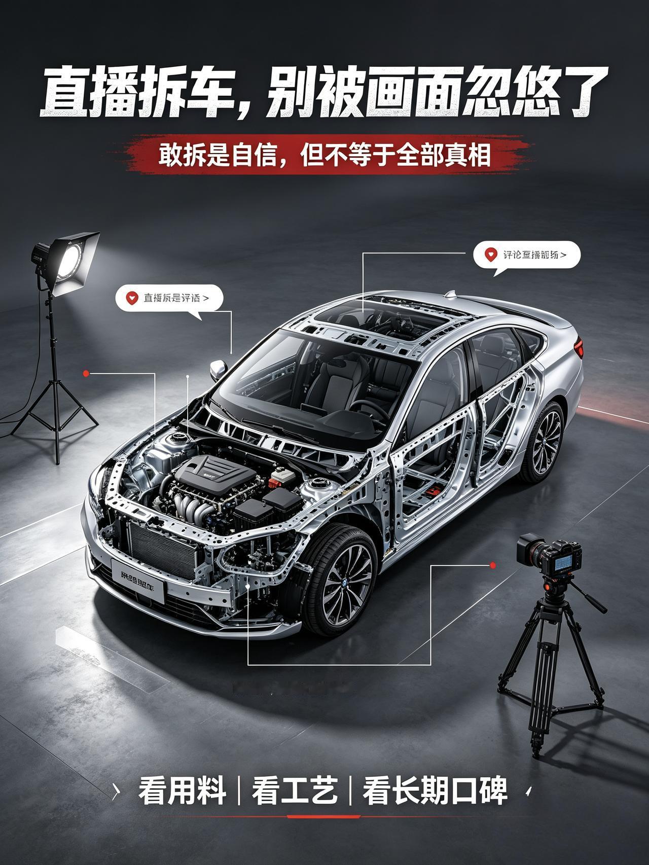 不知道大家发现没，现在车圈又流行新套路：直播拆车。
把车子当着镜头咔咔拆开，防撞