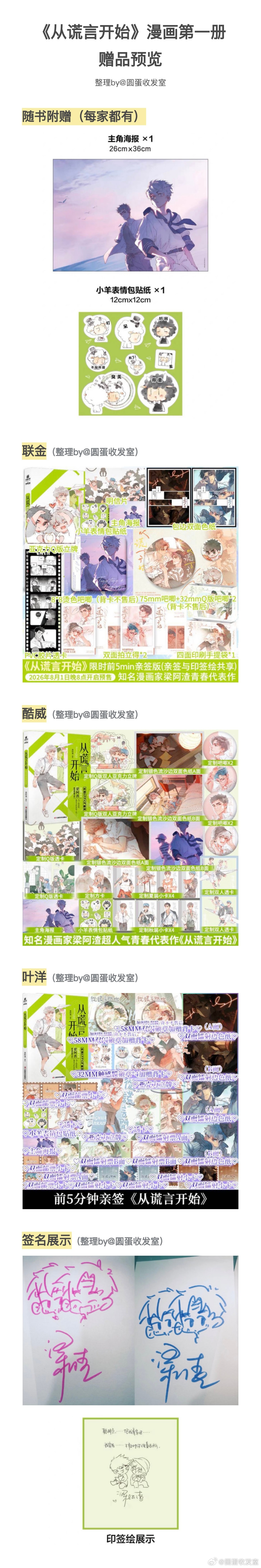 【梁阿渣编绘《从谎言开始》漫画单行本第一册 汇总博】8.1 20:00，前5mi