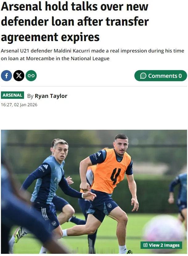 伦敦足球和镜报记者RT消息，莫克姆正和阿森纳谈判延长卡库里的租期。20岁的卡库里