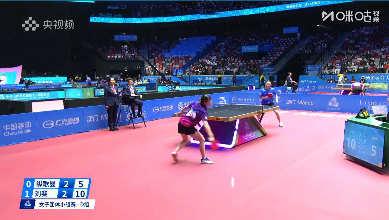 2025大湾区全运会女子团体C组广东0-2辽宁纵歌曼2-3刘斐（14-12 7-