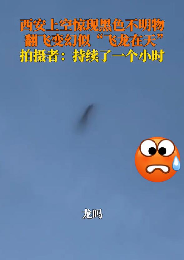 西安上空现不明物，持续1小时后消失！有人说：越看越像龙！

近日西安上空出现黑色